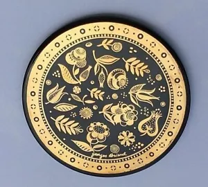 Georges Briard Untersetzer goldfarben schwarz rund Wandbehang - Bild 1 von 6