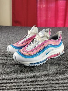 Size 4.5 Youth Womens 6 Nike Air Max 97 SE Low Bright Colors Pink Blue Sneakers - Picture 1 of 9