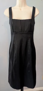 Calvin Klein Black Stretch Satin Sleeveless Sheath Dress Size 8 Cocktail Party - Picture 1 of 8