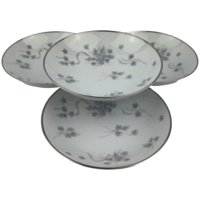Conjunto de 4 tigelas de frutas Noritake Suzette vintage 5803 floral lavanda 5 1/2" Japão - Imagem 1 de 4