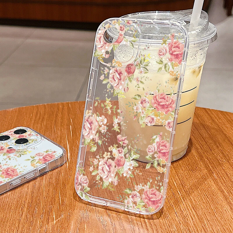 Flower Shockproof Clear Phone Case Cover For iPhone 15 Pro Max 14 13 12 11 XS XR - Image 1 of 4