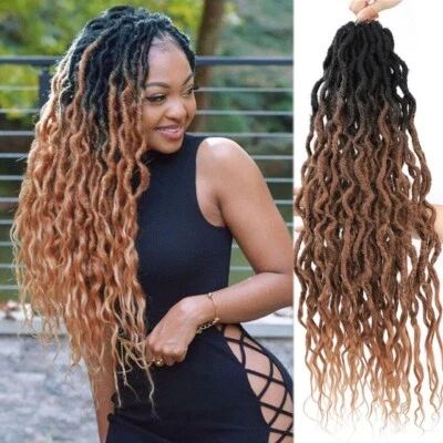 Estensione trecce all'uncinetto 16/24" Dea finte locs capelli all'uncinetto ricci estremità boho locs - Immagine 1 di 4