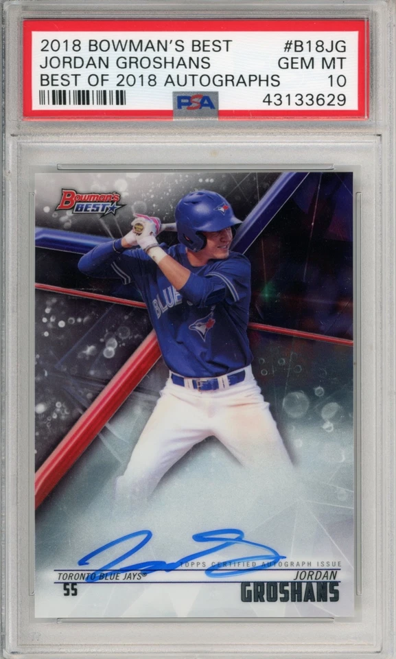2018 Bowman's Best Jordan Groshans B18-JG Best of Prospect Auto PSA 10 Blue Jays - Image 1 of 1