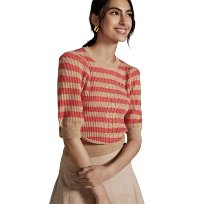 Suéter Scotch Soda Amsterdam Mezcla de Lana a Rayas Mangas Abullonadas Grandes Acanalado Elegante Foto 1 de 4