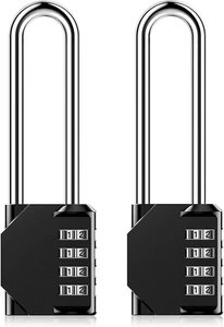 Lucchetto a Combinazione Resettabile con Gancio Ultra Lungo da 3,2 Pollici, Set di 4 Cifre il tuo... - Foto 1 di 12