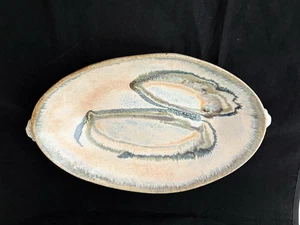 Plato ovalado de cerámica de gres artesanal arte popular sin firmar - Imagen 1 de 10