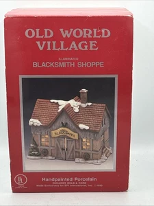 Altes Weltdorf 1990 beleuchtet SCHMIEDE SHOPPE Porzellan Weihnachtsdorf - Bild 1 von 8