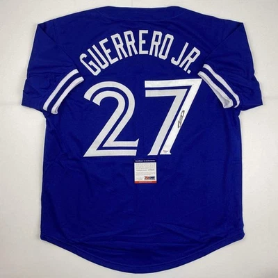 Autographed/Signed VLADIMIR VLAD GUERRERO JR Toronto Blue Jersey PSA/DNA COA - Image 1 of 4