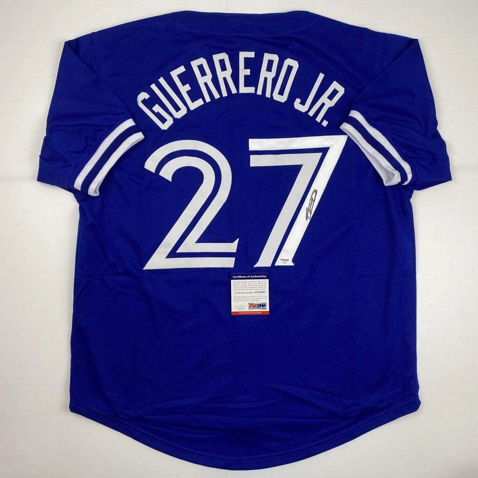 Autographed/Signed VLADIMIR VLAD GUERRERO JR Toronto Blue Jersey PSA/DNA COA - Image 1 of 4