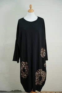 lagenlook Ballon Style Kleid, Animal Print Features schwarz 22-30 - Bild 1 von 2