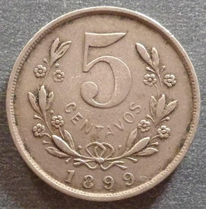Nicaragua, Cu-Ni 5 Centavos, 1899, toned - Picture 1 of 2