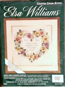 Pansy Heart Wedding Sampler Counted Cross Stitch Kit 02097 Elsa Williams Sealed - Picture 1 of 2