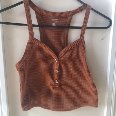Gilly Hicks women’s Waffle Knit Tank top crop Rust Orange waffle shirt size XS - Image 1 of 4