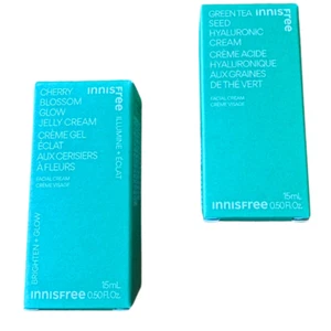 Innisfree Green Tea Seed Hyaluronic Serum + Cherry Blossom Glow JellyCream .5oz - Picture 1 of 10