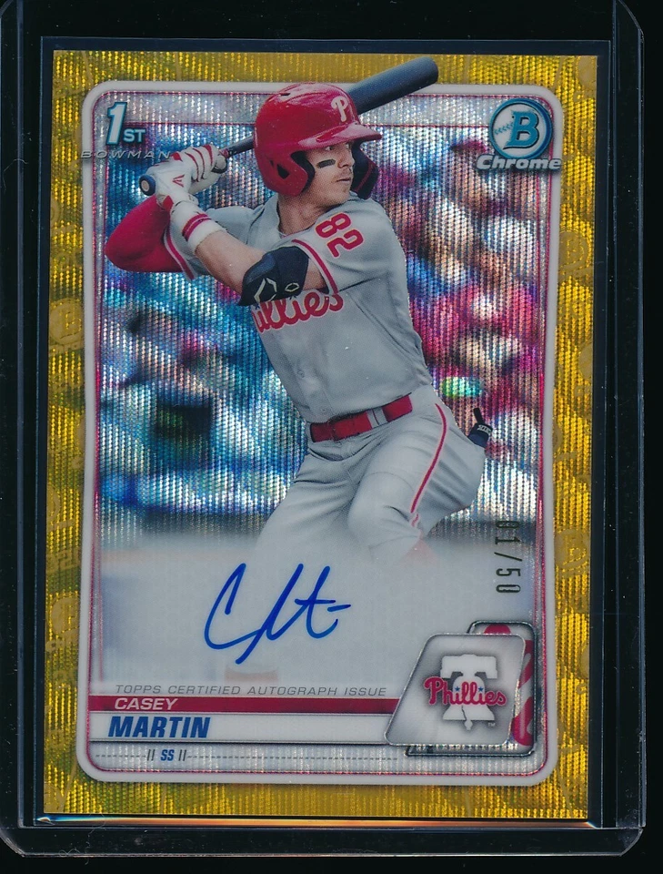 CASEY MARTIN AUTO 2020 Bowman Chrome Draft Autograph GOLD WAVE REFRACTOR #/50 RC - Image 1 of 1
