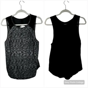 Lululemon Sculpt Tank Top Lot of 2 Black Grey Mesh Cutout Gym Running Womens 8? - Picture 1 of 7