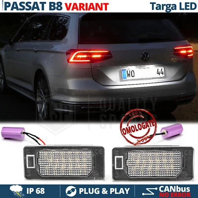 2 Luci TARGA LED per VW Passat B8 PLACCHETTE CANbus 6500K Luce Bianco Ghiaccio - Immagine 1 di 4