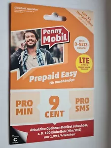 PENNY MOBIL Prepaid Easy StarterSet Original Verpackt 5 € Guthaben Telekom-Netz - Bild 1 von 3