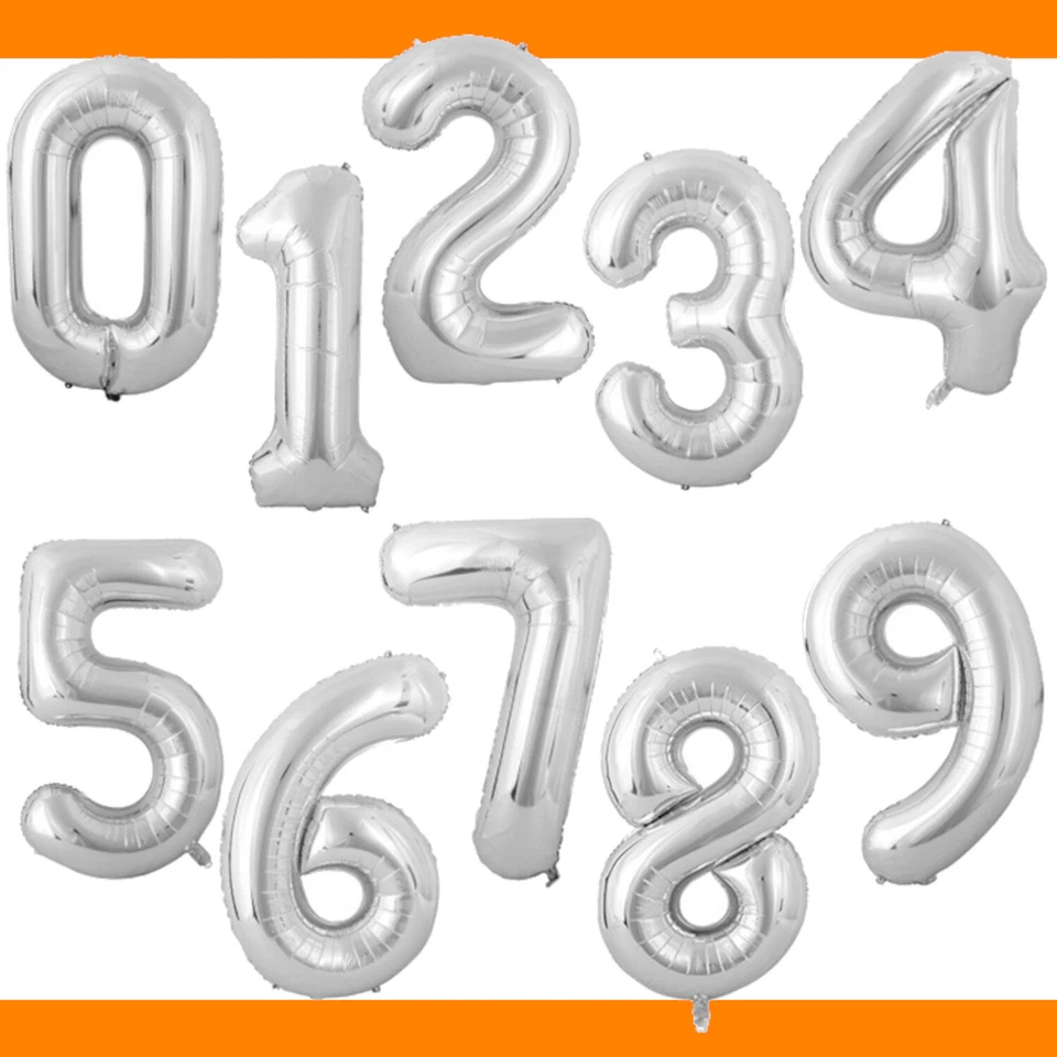 XL Folienballon 80 cm Luftballon Zahl Silber Geburtstag Zahlenballon Party Groß - Bild 1 von 1