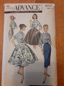 1957 Advance #8067 Teen Size 10 Bust 30 Two Skirts, One Blouse Coodinates - Picture 1 of 8