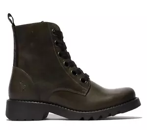 Fly London Mujer Verde RAGI539 Botas Informal Alfombra Cuero con Cordones Ru 3-8 - Imagen 1 de 5
