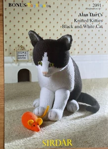 Alan Dart Strickkätzchen STRICKMUSTER schwarz + weiß Katzenspielzeug 28 cm groß 2092 - Bild 1 von 7