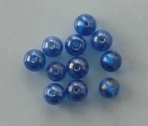 12 of: 10mm round lustred glass beads, mid blue, for jewellery making etc - Picture 1 of 1
