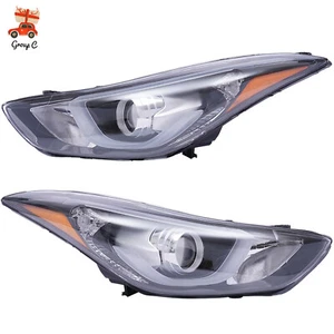Pair Headlights with LED Projector Left+Right For 2014 2015 2016 Hyundai Elantra - Picture 1 of 14
