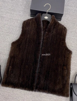 Korean Mink Fur Thickened Woven Vest Women's Warm Fur Gilet Real Fur Waistcoats - Image 1 of 4