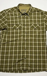 Kuhl Shirt Mens Large Green Plaid Check Pearl Snap Lightweight Hiking Logo - Picture 1 of 8