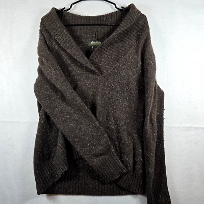 Suéter Eddie Bauer Mujer L Marrón Manga Larga Capucha Cuello Lana Angora Mezcla Conejo Foto 1 de 4