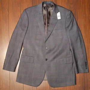 Brooks Brothers Blazer Mens Suit Jacket Gray 40R 2 Button Plaid Sport Coat Wool - Picture 1 of 8