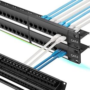 Patch Panel 48 Port Cat6 with Inline Keystone 10G Support Pass-Thru Coupler Pat