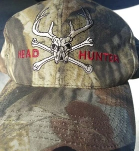 Head Hunter Skull Hunting Deer Camouflage Camo Adjustable Men Baseball Hat USA - Picture 1 of 4