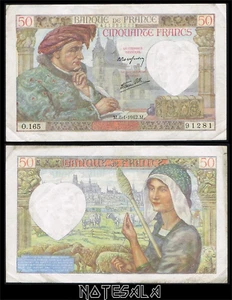 FRANCE FRANCIA 50 FRANCS 1942 Pick-93 VF+ S/N 411391281 - Picture 1 of 1