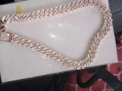 Collar de diamantes creados en laboratorio de corte redondo de 10 quilates para hombre acabado de oro blanco de 14 quilates plateado Foto 1 de 3