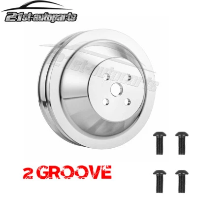 Polea bomba de agua de 2 ranuras correa en V para bloque pequeño Ford 302 351w 351M con 4 pernos Foto 1 de 4