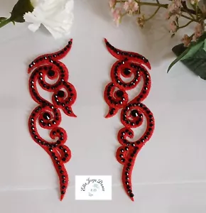 Red and black diamanted applique size 6.5 inches x 2 , by Ellis Jorja Dance - Picture 1 of 1
