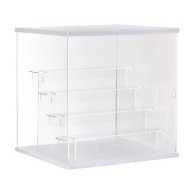 Clear Acrylic Display Case with LED Light 4 Tier (12.6x11.81x12.6)White - Image 1 of 4