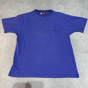Vtg 90s Chaps Ralph Lauren Mens Large Spell Out Pocket T-Shirt Blue - Picture 1 of 12