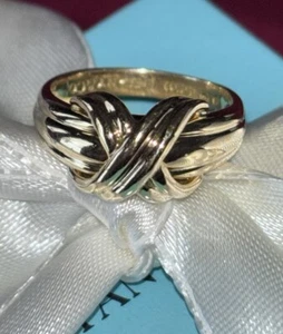 Tiffany & Co. 18k Yellow Gold 750 Signature X Ring 1990 Size 5 Near Mint Cond. - Picture 1 of 14