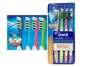 4 Oral-B CRISSCROSS ANTI-PLAQUE TOOTHBRUSH (MEDIUM) Removes plaque - Picture 1 of 1