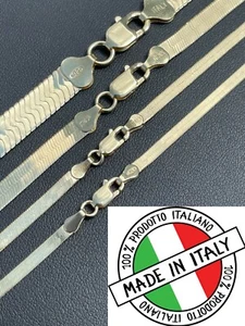 14k Gold Plated Solid 925 Sterling Silver Herringbone Chain Necklace Braid 3-9mm - Picture 1 of 12