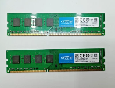 Crucial 16GB (2x8GB) DDR3L 1600MHz Desktop Memory RAM CT102464BD160B.M16FED - Image 1 of 2
