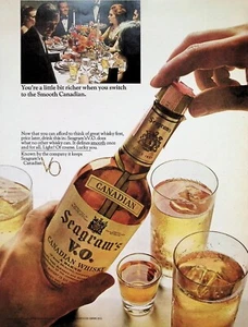 Anuncio impreso de colección década de 1960 ~ V.O. de Seagram Whisky canadiense ~ You're a little bit... - Imagen 1 de 1