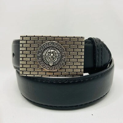 Men's Designer Faux Leather Lion Head Buckle Needlepoint hole Mens Leather Belt - Image 1 of 4