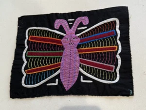 Vintage unusual Mola tapestry (Panama) of colorful butterfly - Picture 1 of 2