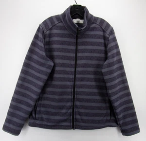 Lands End Jacket Women Medium Blue Windbreaker Full Zip Outdoor Striped Aztec - Picture 1 of 11