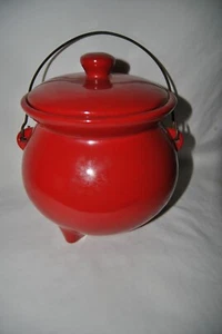 Mccoy Red Cauldron Cookie Jar Bean Pot - Picture 1 of 12