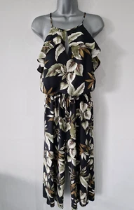 OASIS NWT Blk/Green/White Summer Jumpsuit w/ Belt Cropped Leg  UK12  - Picture 1 of 12